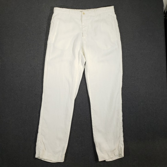 Polo Ralph Lauren Other - Polo Ralph Lauren Linen Pants Mens 36 White Flat Front Made in Italy 32" Inseam